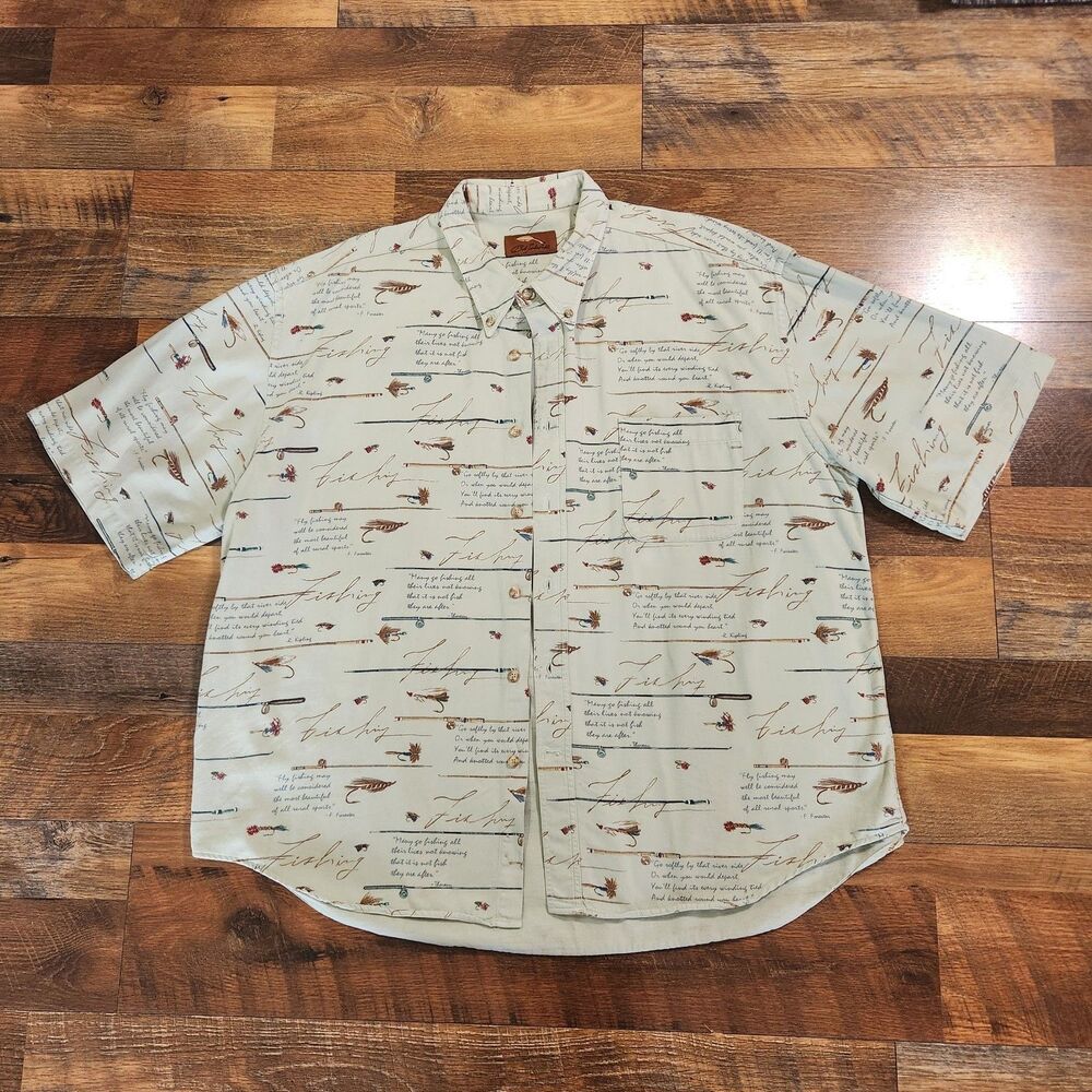 Bob Timberlake Mens Fly Fishing Hooks & Lures Button Down Shirt Fathers Day Dad